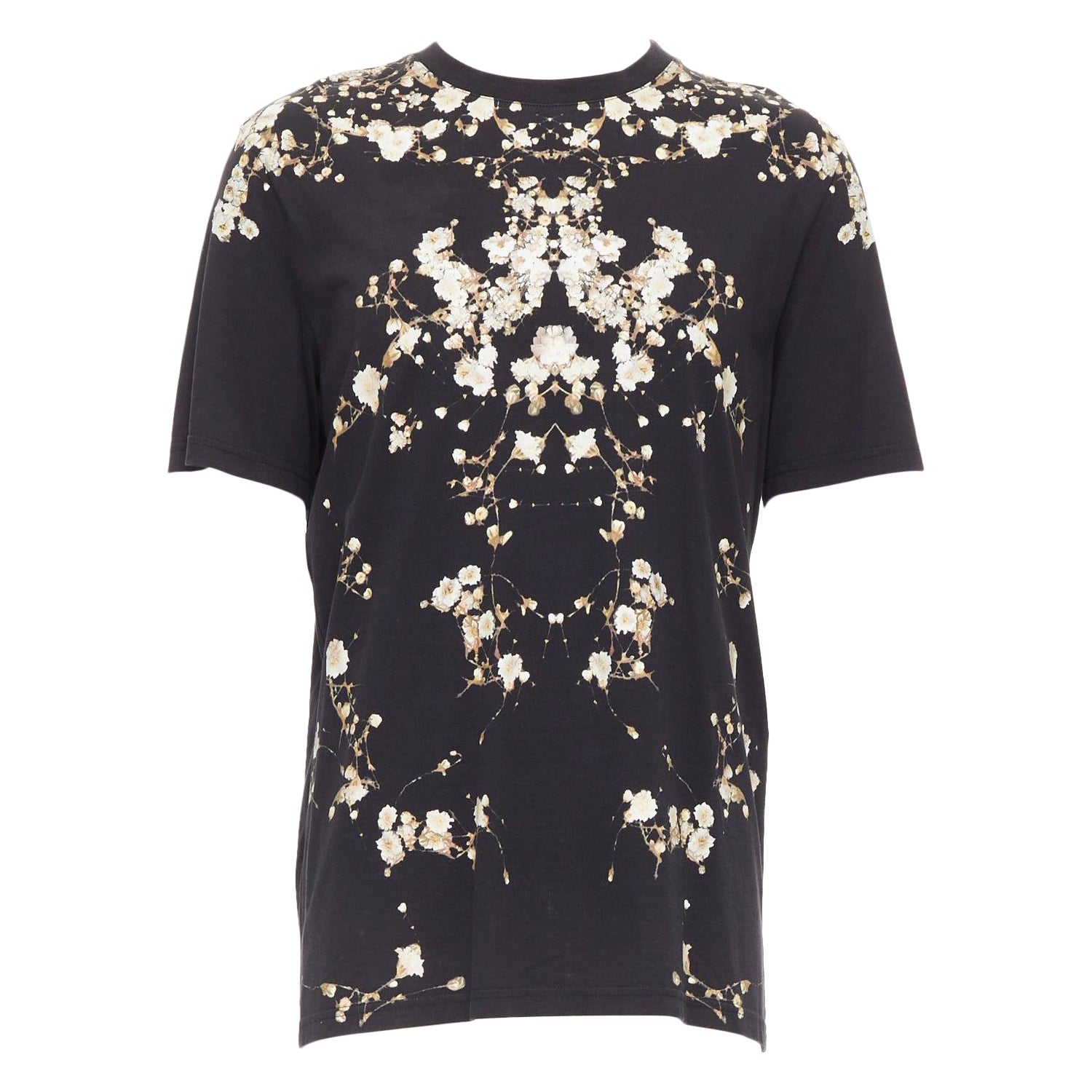GIVENCHY - Tshirt in cotone nero con stampa floreale, S in vendita