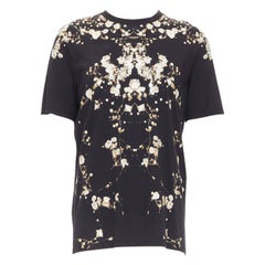 GIVENCHY - Tshirt in cotone nero con stampa floreale, S