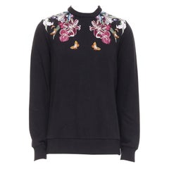 GIVENCHY sudadera negra de algodón con bordado tropical Bird of Paradise S