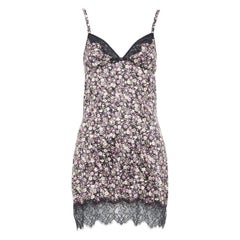 A&G DOLCE GABBANA Vintage rose vert floral noir nœud dentelle robe M.