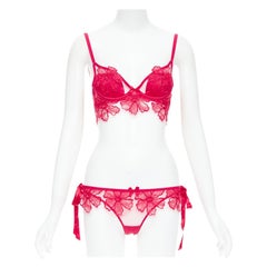 AGENT PROVOCATEUR Serephina ensemble lingerie à nœuds en coton avec dentelle florale rouge 86B M