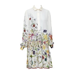 GUCCI 2012 Flora cream silk multicolor floral print drop waist dress IT40 S