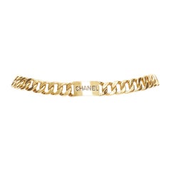 CHANEL 1990's Vintage iconic gold plated logo ID chunky chain necklace belt