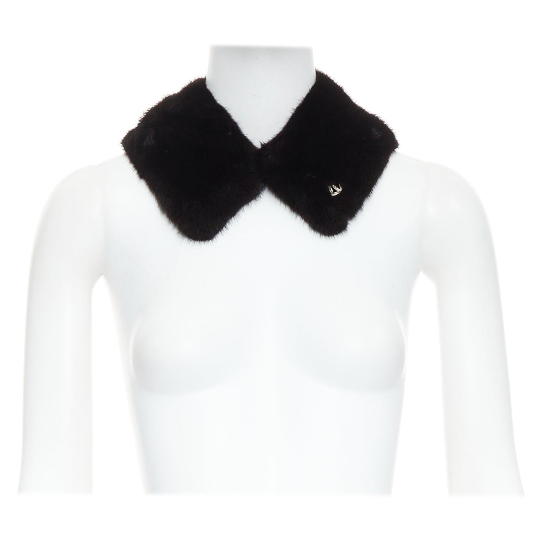 LOUIS VUITTON 2019 écharpe col en fourrure de vison marron logo LV cuir doublé de soie