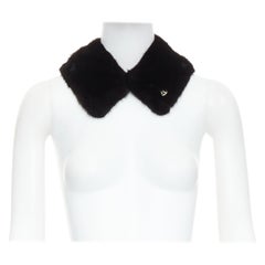 LOUIS VUITTON 2019 brown mink fur LV logo leather silk lined collar scarf
