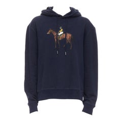 RALPH LAUREN Purple Label Sudadera con capucha bordada caballo de algodón azul marino XL