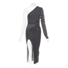 RICK OWENS 2020 Ziggy graphic lines one shoulder high slit dress XS Rosalia