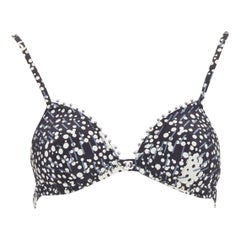 Chanel 02A noir gris logo CC soutien-gorge rembourré orné de fausses perles