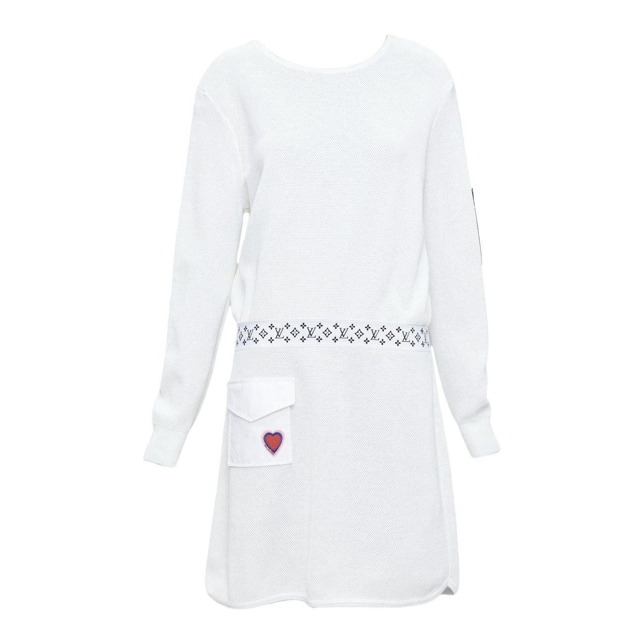 LOUIS VUITTON 2023 Queen of Hearts crème badge LV slouchy dress L