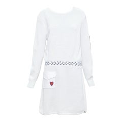 LOUIS VUITTON 2023 Reina de Corazones crema LV insignia vestido holgado L