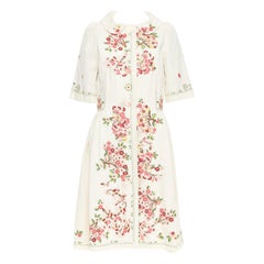 KENZO robe-pantalon rose crème avec broderie florale en coton FR38 M