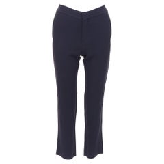 CHLOE navy concealed fly back darts tapered flare pants FR34 XS