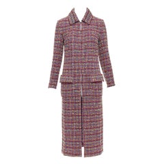 CHANEL 2023 Runway rosa amarillo tweed multicolor  Abrigo largo de botones CC FR36 S