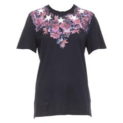 GIVENCHY Riccardo Tisci tshirt XS con fiori viola e stelle bianche e nere