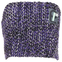 PRADA 2018 Runway violet laine tweed caoutchouc badge bustier tube top IT40.