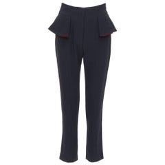ALEXANDER MCQUEEN 2013 black red lined peplum cropped trousers IT40 S