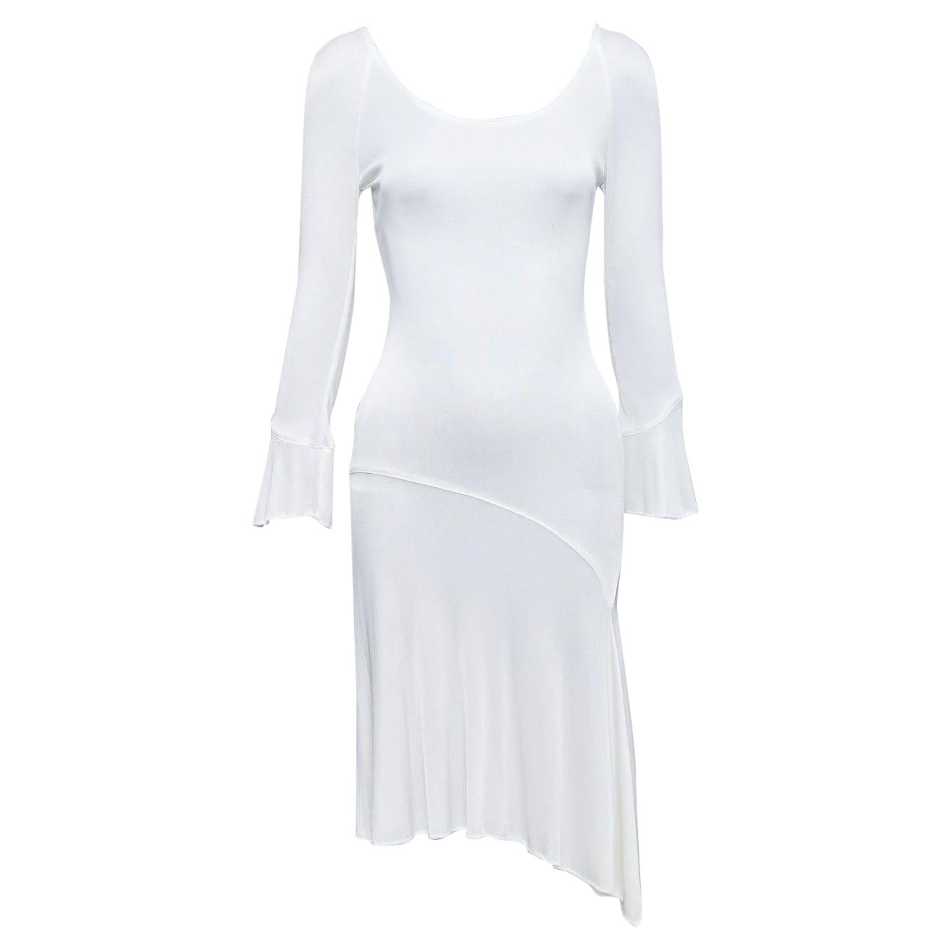 Gianni Versace Robe vintage en jersey fluide à coupe en biais et à godets, couleur crème