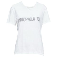 CHRISTIAN DIOR Dio(r)evolution cream grey cotton linen washed white tshirt S