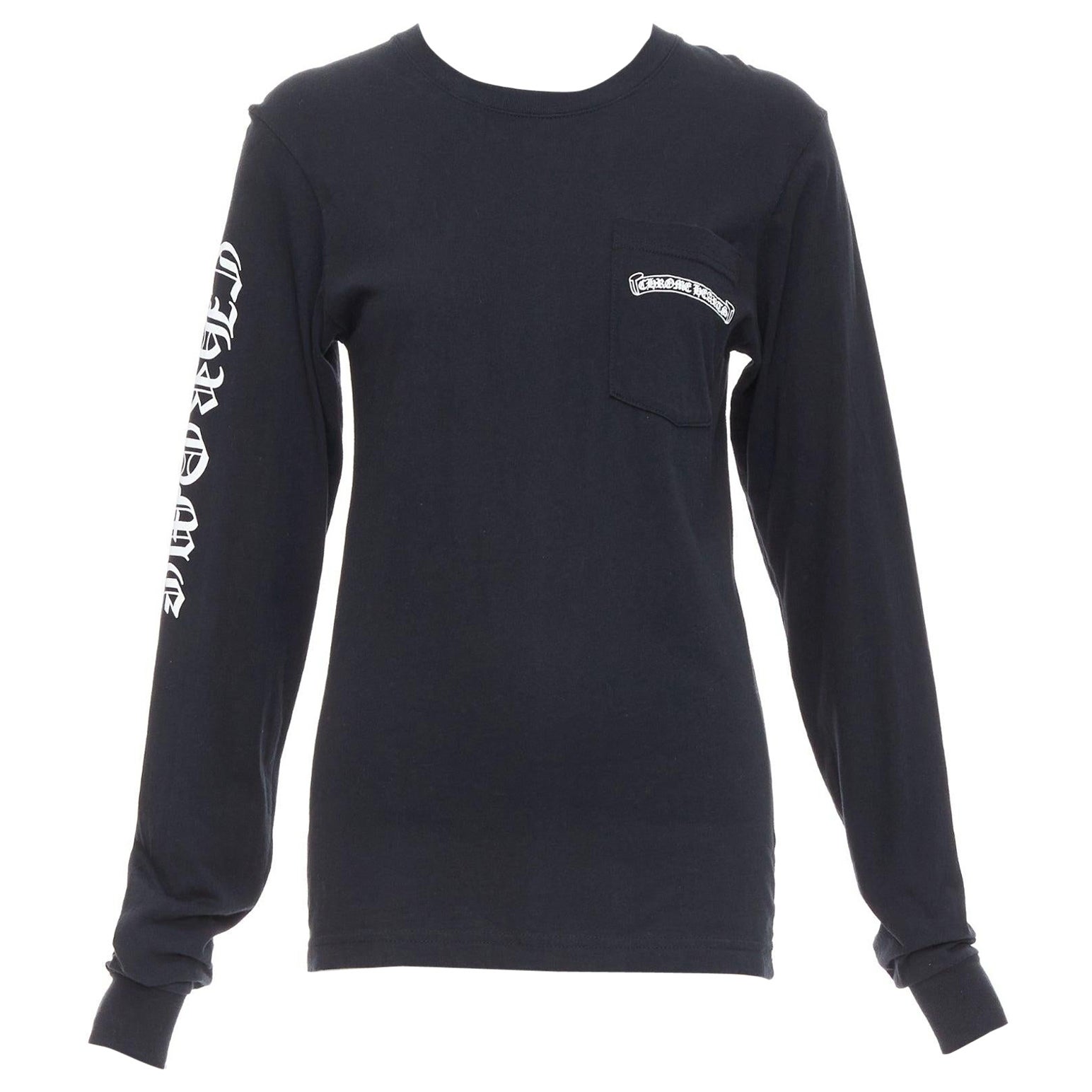 CHROME HEARTS camiseta manga larga algodón negro blanco cruces logo S en venta