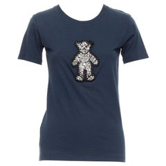 PRADA 2008 - T-shirt noir avec ours en peluche orné de cristaux S