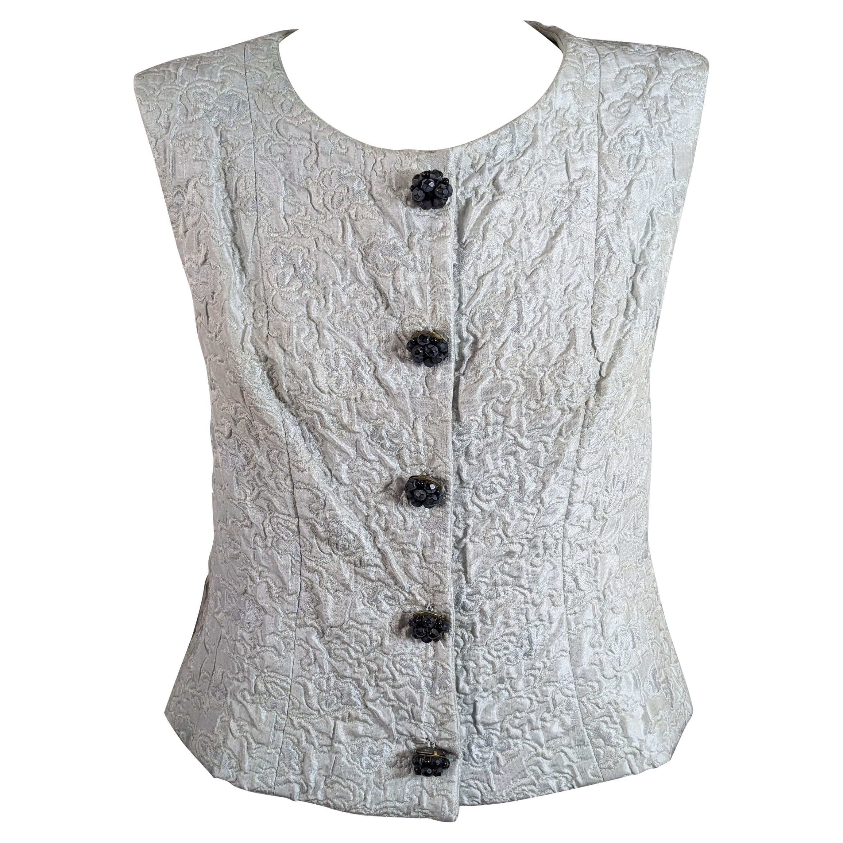 Eisa Pale Aquamarine Silk Cloque Blouse, Balenciaga