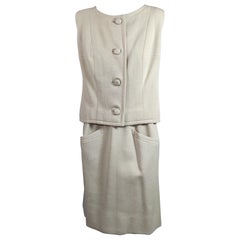 Elegant Eisa Oatmeal Wool Jersey Ensemble, Balenciaga