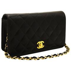CHANEL Chain Bag 2003 Handbag Clutch Black Quilted Flap Lambskin 12
