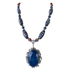 LB offers Vintage Afghani Lapis Lazuli pendant Venetian glass vintage necklace