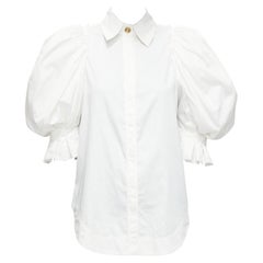 Camicia AJE in cotone bianco con spalla a sbuffo e bottoni dorati, orlo arrotondato AU6 XS