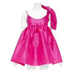 KIKA VARGAS Sue fuchsia pink silk blend bow shoulder babydoll dress XS