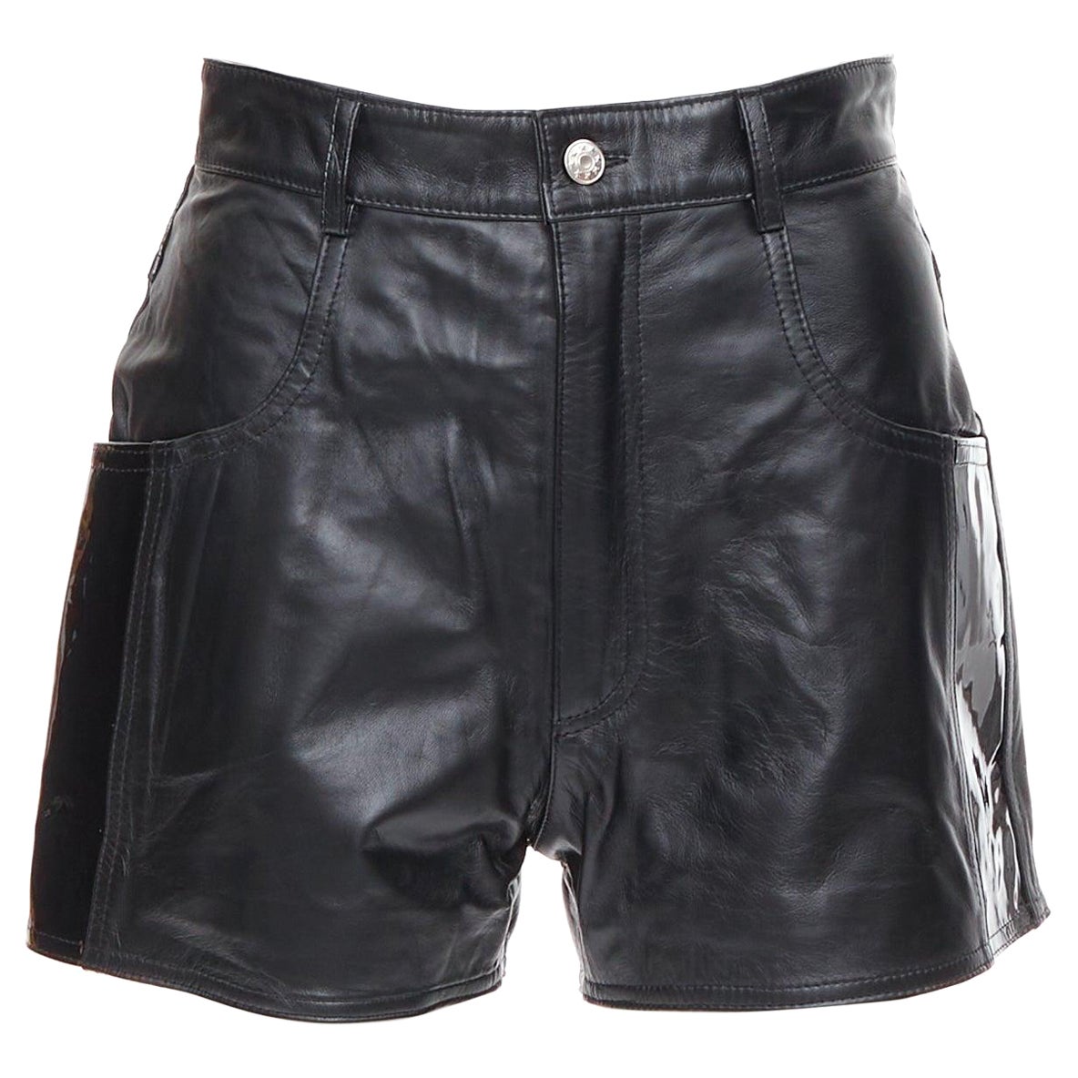 MANOKHI pantaloncini a vita alta in vernice nera FR34 XS