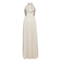 DAVID'S BRIDAL Robe déesse froncée avec corsage à sequins champagne taille US0 XS