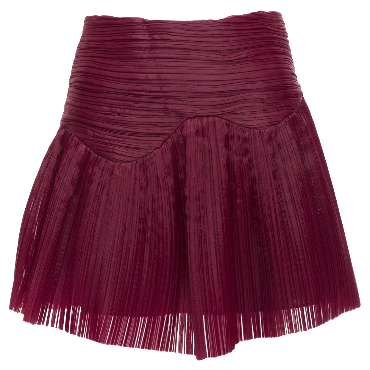 AJE Laurier Wave mini-jupe taille haute en organza plissé bordeaux GB6 XS