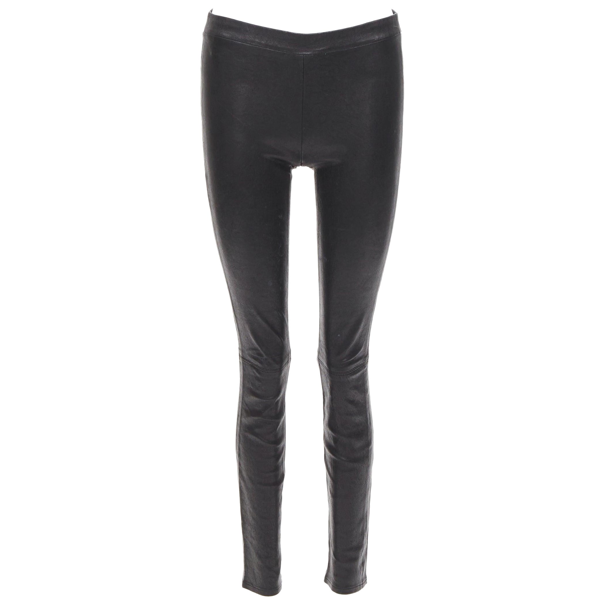 J BRAND pantaloni a zampa in pelle di agnello nera S