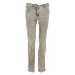DOLCE GABBANA khaki denim washed logo metal plate jeans IT42 M