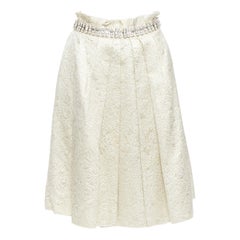 DOLCE GABBANA Kristall Strass Bund beige Brokat Cocktailrock IT40 S