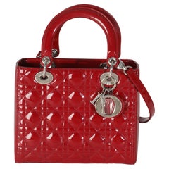 Christian Dior Red Patent Cannage Medium Lady Dior