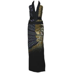 New ETRO Runway Printed Side Cutout Open Back Gown 40 - 4