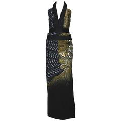 New ETRO Runway Printed Side Cutout Open Back Gown 40 - 4 4