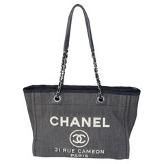 Chanel Dark Blue Denim Small Deauville Tote