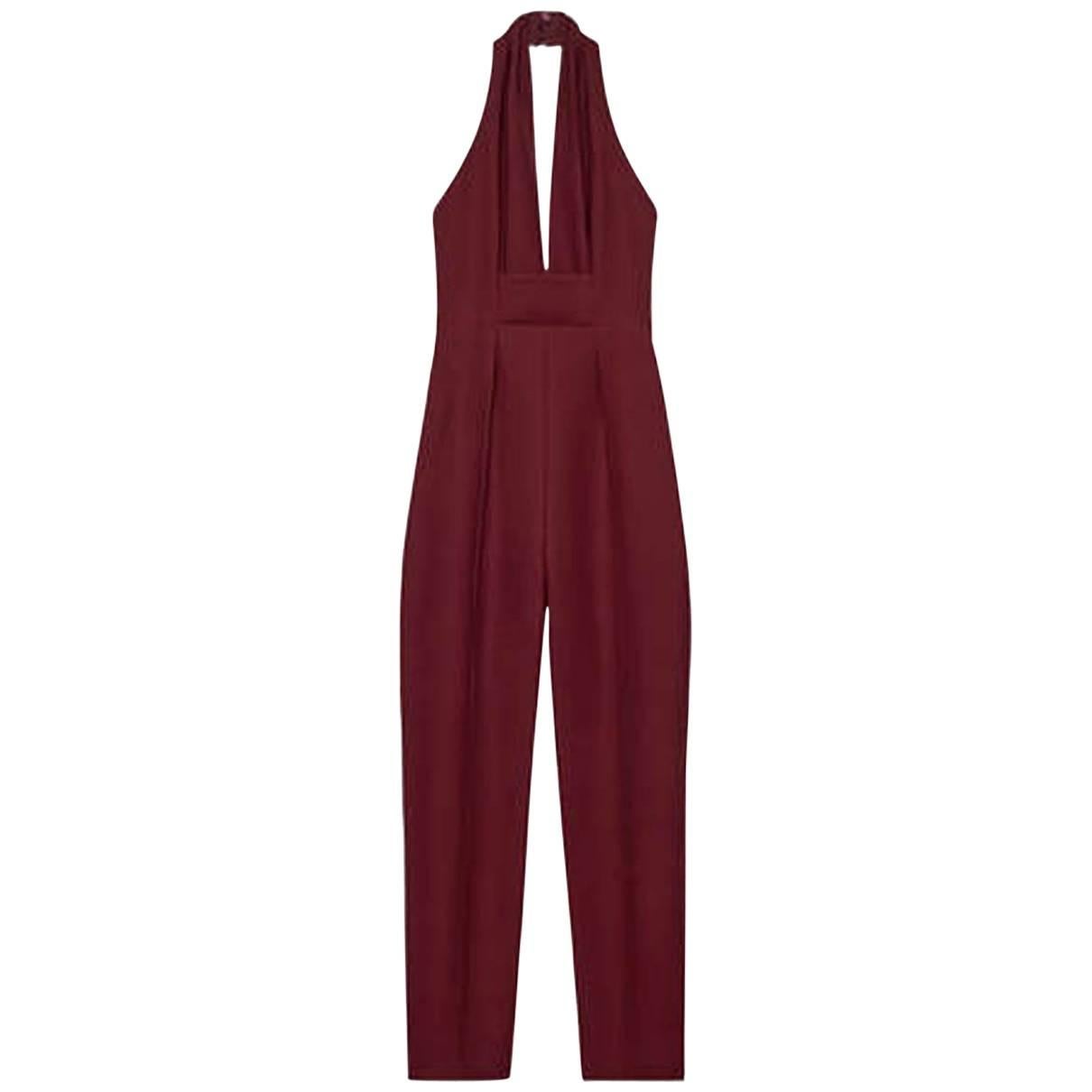 New Gucci Sexy Halterneck Silk Cady Burgundy Jumpsuit For Sale at 1stDibs