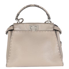 Fendi Pitone Grigio Pelle di Vitello Selleria Mini Peekaboo