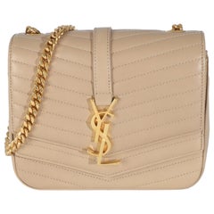 Saint Laurent Beige Chevron Quilted Lambskin Mini Sulpice