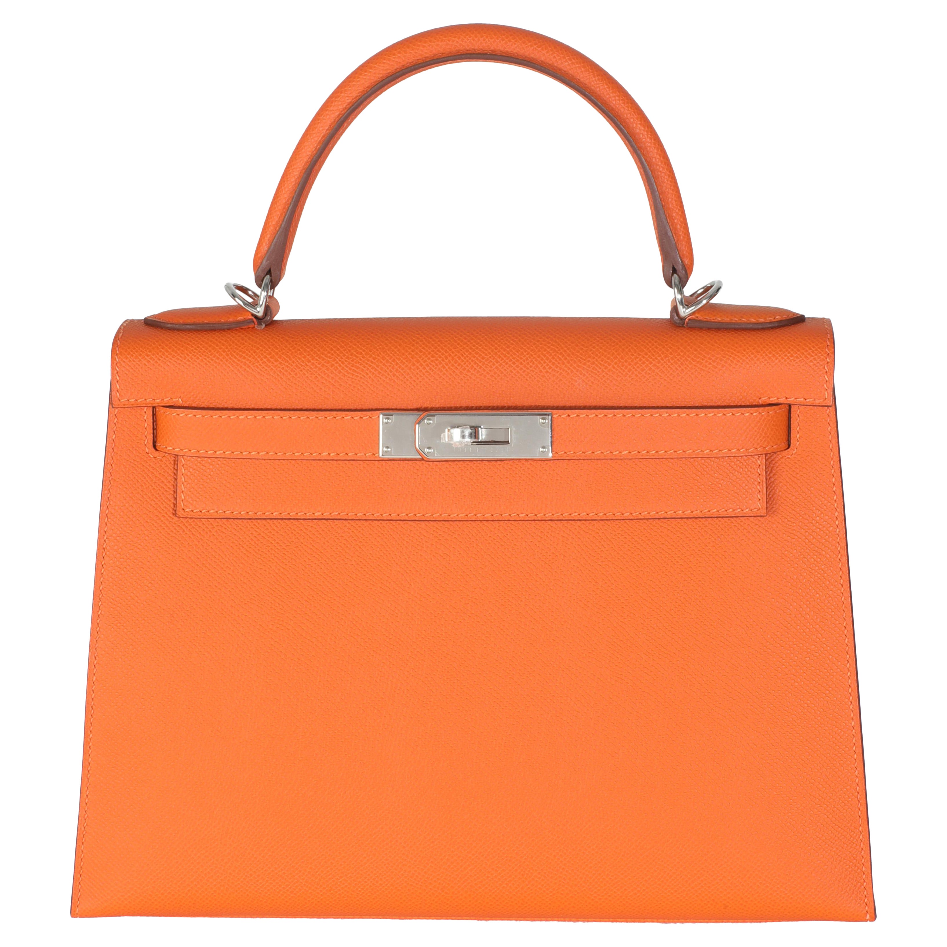 Hermès Orange Epsom Sellier Kelly 28 PHW For Sale
