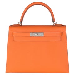 Hermès Orange Epsom Sellier Kelly 28 PHW