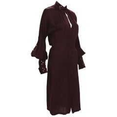 Tom Ford for Gucci 2003 Collection 3x Buckle Grommet Sleeve Burgundy Dress 40 - 