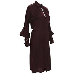 Tom Ford for Gucci 2003 Collection 3x Buckle Grommet Sleeve Burgundy Dress 40 - 