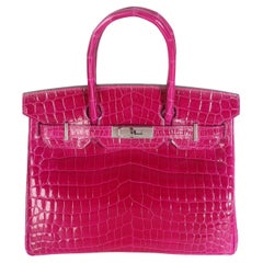 Hermès Rose Pourpre Shiny Niloticus Birkin 30 PHW