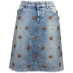 GUCCI Crystal-Embellished Stretch Denim Skirt Recreated After 1999 size 40 - 4 7