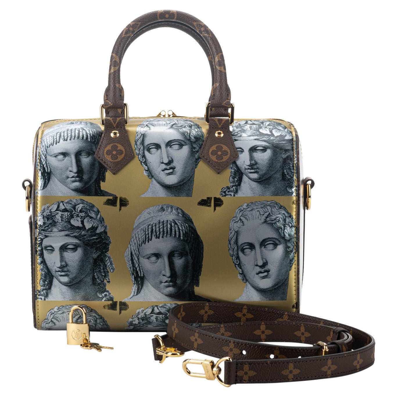 New Louis Vuitton Fornasetti Speedy 25 Bandouliere Bag with Box For Sale